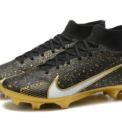 Nike Air Zoom Mercurial Superfly IX Elite FG High-top Black Gold Women And Men Soccer Cleats 