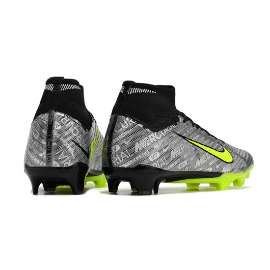 Nike Air Zoom Mercurial Superfly IX Elite FG High-top Black Grey Yellow Women And Men Soccer Cleats 