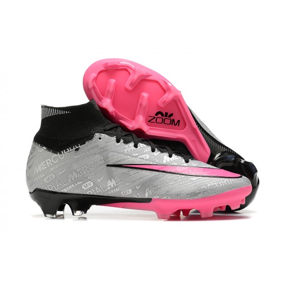 Nike Air Zoom Mercurial Superfly IX Elite FG High-top Black Pink Grey Women And Men Soccer Cleats