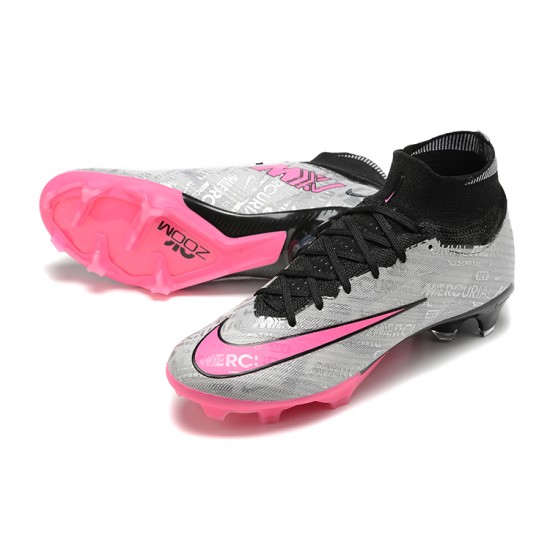 Nike Air Zoom Mercurial Superfly IX Elite FG High-top Black Pink Grey Women And Men Soccer Cleats