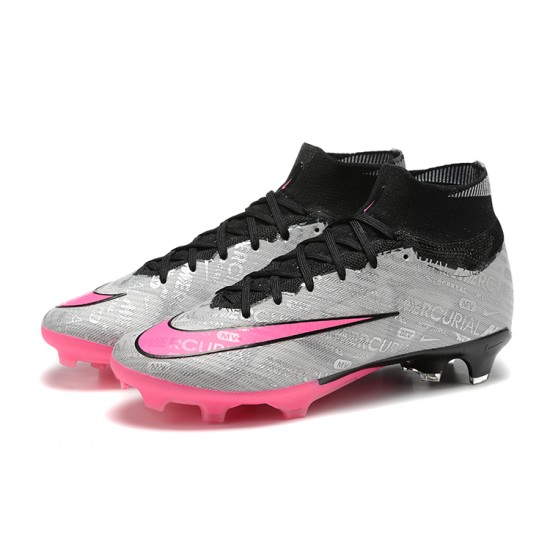 Nike Air Zoom Mercurial Superfly IX Elite FG High-top Black Pink Grey Women And Men Soccer Cleats