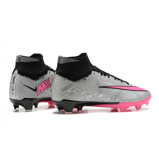 Nike Air Zoom Mercurial Superfly IX Elite FG High-top Black Pink Grey Women And Men Soccer Cleats