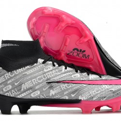 Nike Air Zoom Mercurial Superfly IX Elite FG High-top Black Pink Sliver Women And Men Soccer Cleats 