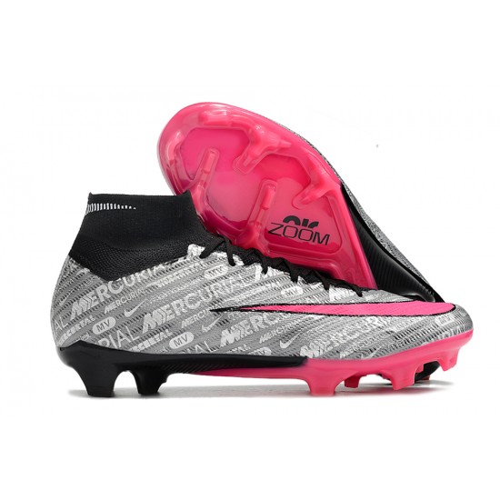 Nike Air Zoom Mercurial Superfly IX Elite FG High-top Black Pink Sliver Women And Men Soccer Cleats