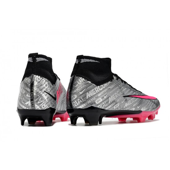 Nike Air Zoom Mercurial Superfly IX Elite FG High-top Black Pink Sliver Women And Men Soccer Cleats