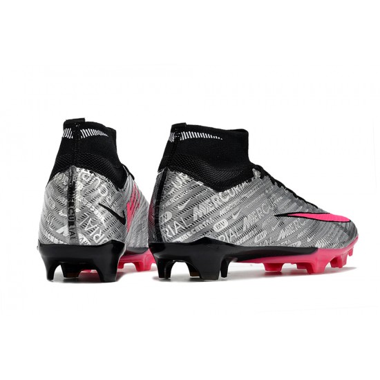 Nike Air Zoom Mercurial Superfly IX Elite FG High-top Black Pink Sliver Women And Men Soccer Cleats 