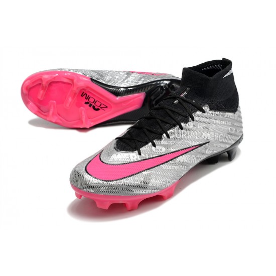 Nike Air Zoom Mercurial Superfly IX Elite FG High-top Black Pink Sliver Women And Men Soccer Cleats