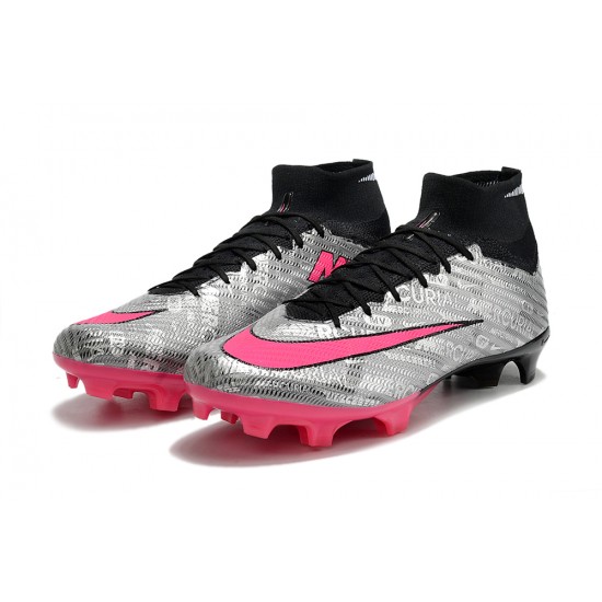 Nike Air Zoom Mercurial Superfly IX Elite FG High-top Black Pink Sliver Women And Men Soccer Cleats 