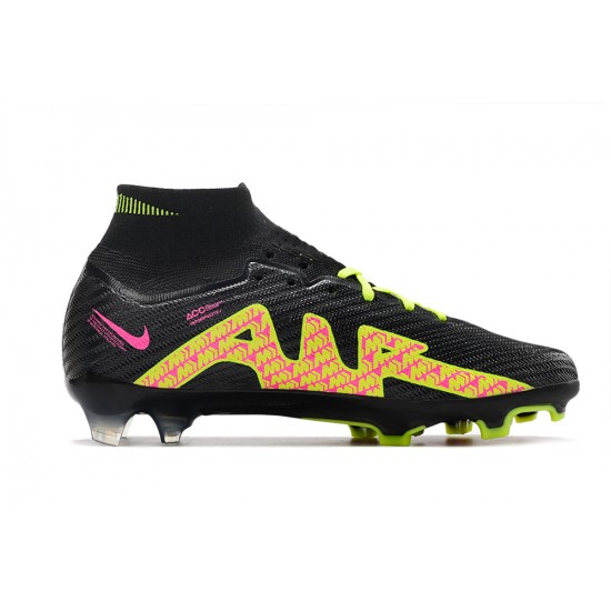 Nike Air Zoom Mercurial Superfly IX Elite FG High-top Black Pink Yellow Women And Men Soccer Cleats