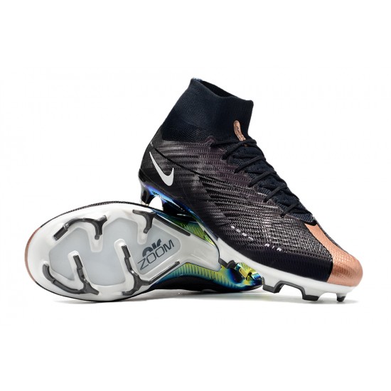 Nike Air Zoom Mercurial Superfly IX Elite FG High-top Black Sliver Women And Men Soccer Cleats 