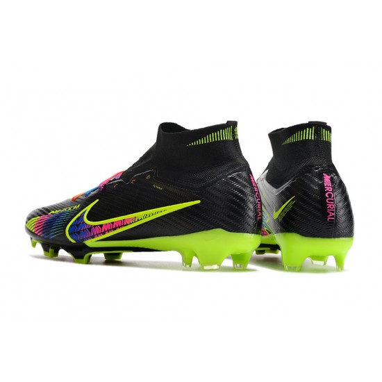 Nike Air Zoom Mercurial Superfly IX Elite FG High-top Blue Black Yellow Women And Men Soccer Cleats 