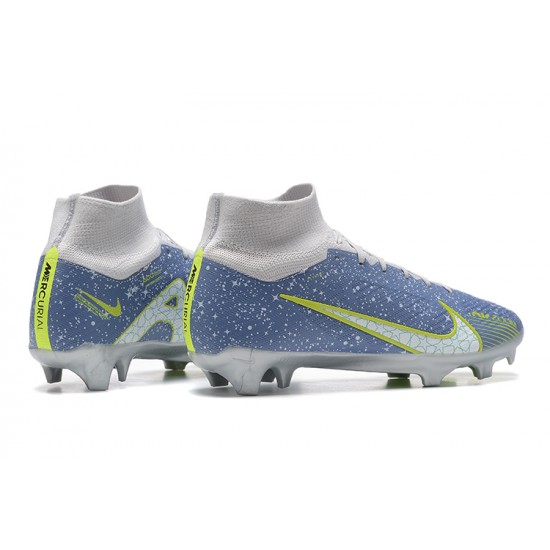 Nike Air Zoom Mercurial Superfly IX Elite FG High-top Blue Grey Women And Men Soccer Cleats