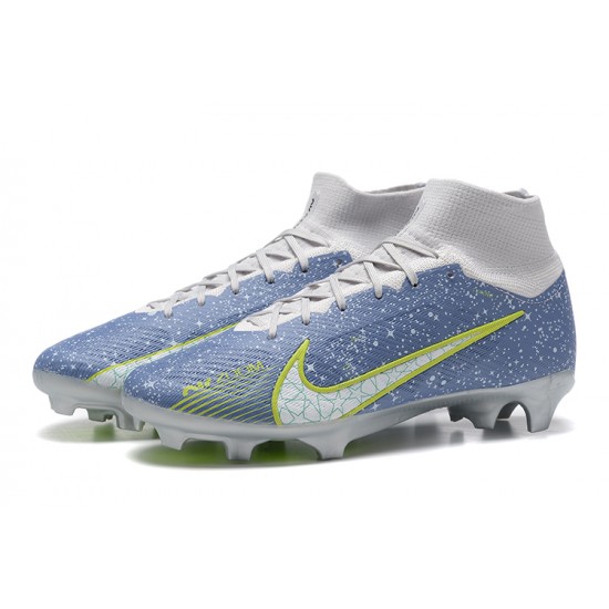 Nike Air Zoom Mercurial Superfly IX Elite FG High-top Blue Grey Women And Men Soccer Cleats