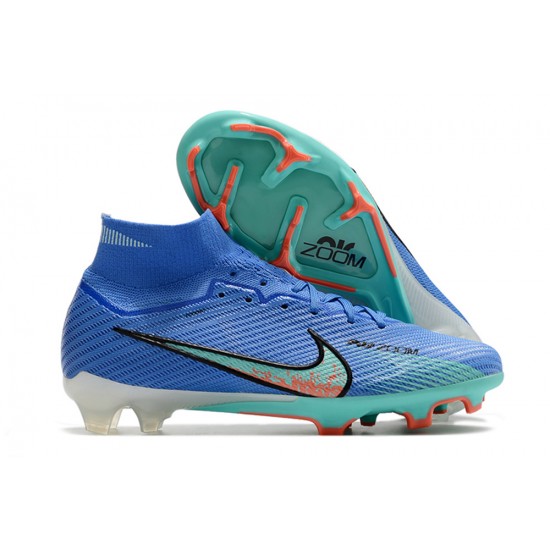 Nike Air Zoom Mercurial Superfly IX Elite FG High-top Blue Turqoise Women And Men Soccer Cleats