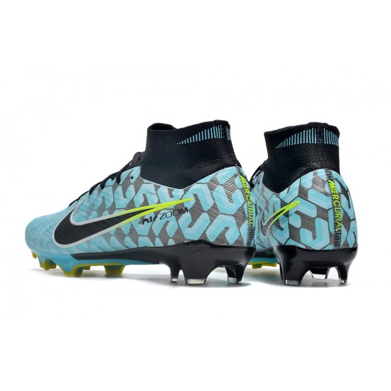 Nike Air Zoom Mercurial Superfly IX Elite FG High-top Blue Yellow Black Women And Men Soccer Cleats