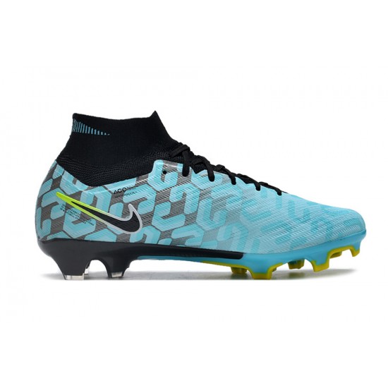 Nike Air Zoom Mercurial Superfly IX Elite FG High-top Blue Yellow Black Women And Men Soccer Cleats