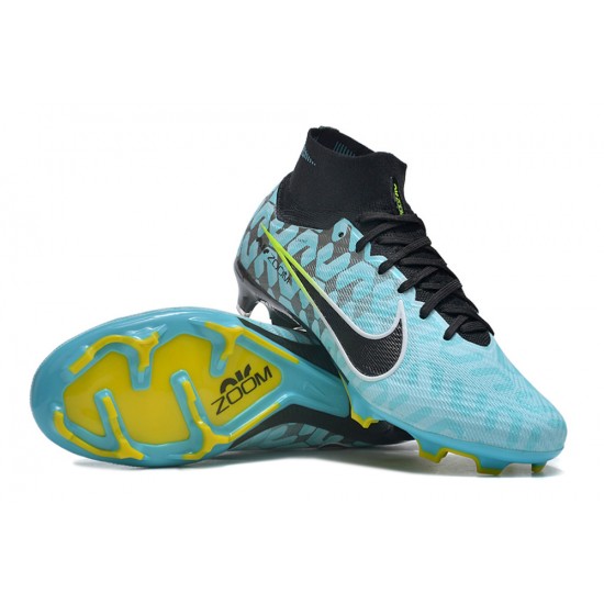 Nike Air Zoom Mercurial Superfly IX Elite FG High-top Blue Yellow Black Women And Men Soccer Cleats