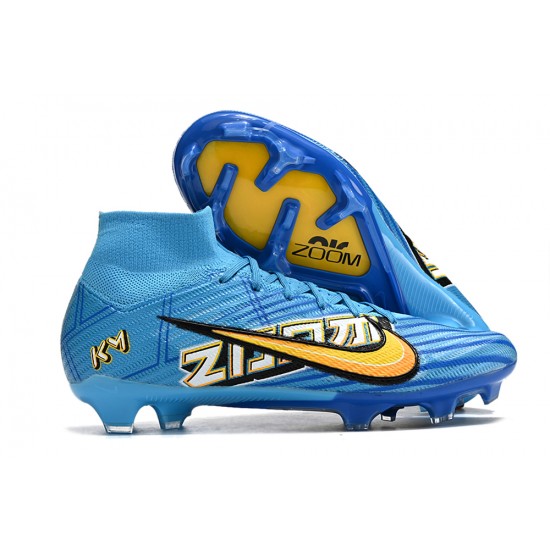 Nike Air Zoom Mercurial Superfly IX Elite FG High-top Blue Yellow Women And Men Soccer Cleats