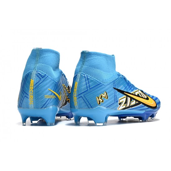 Nike Air Zoom Mercurial Superfly IX Elite FG High-top Blue Yellow Women And Men Soccer Cleats 