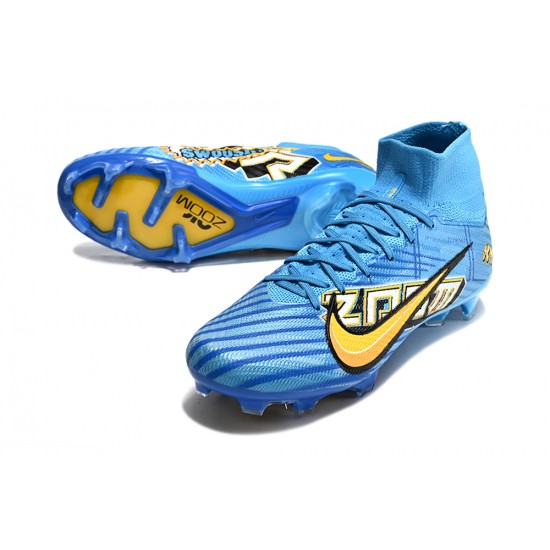 Nike Air Zoom Mercurial Superfly IX Elite FG High-top Blue Yellow Women And Men Soccer Cleats