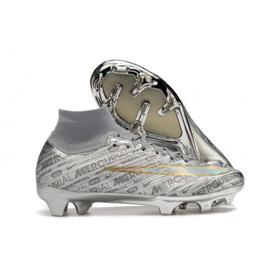 Nike Air Zoom Mercurial Superfly IX Elite FG High-top Gold Sliver Women And Men Soccer Cleats