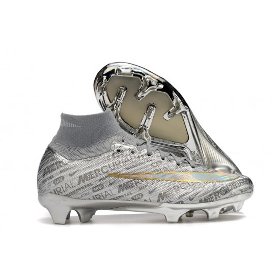 Nike Air Zoom Mercurial Superfly IX Elite FG High-top Gold Sliver Women And Men Soccer Cleats 