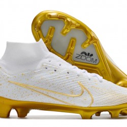 Nike Air Zoom Mercurial Superfly IX Elite FG High-top Gold White Women And Men Soccer Cleats 