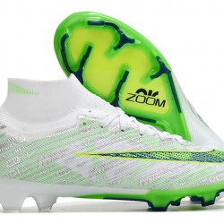Nike Air Zoom Mercurial Superfly IX Elite FG High-top Green White Women And Men Soccer Cleats 