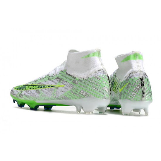 Nike Air Zoom Mercurial Superfly IX Elite FG High-top Green White Women And Men Soccer Cleats