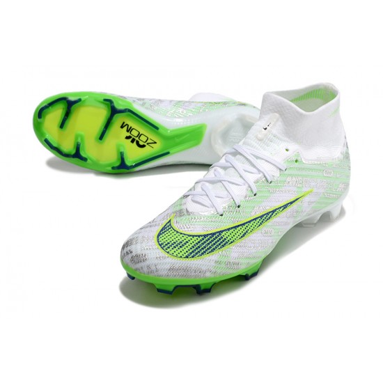 Nike Air Zoom Mercurial Superfly IX Elite FG High-top Green White Women And Men Soccer Cleats 