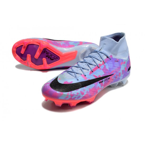 Nike Air Zoom Mercurial Superfly IX Elite FG High-top Grey Pink Purple Women And Men Soccer Cleats 