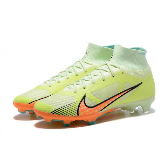 Nike Air Zoom Mercurial Superfly IX Elite FG High-top Light Green Orange Men Soccer Cleats 