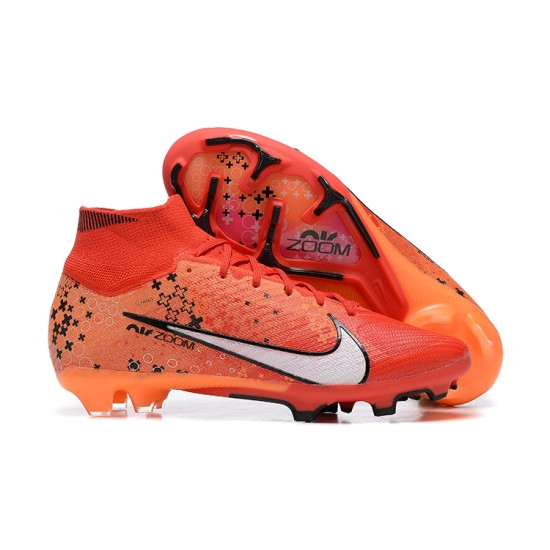 Nike Air Zoom Mercurial Superfly IX Elite FG High-top Orange Black White Women And Men Soccer Cleats