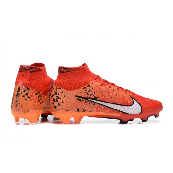 Nike Air Zoom Mercurial Superfly IX Elite FG High-top Orange Black White Women And Men Soccer Cleats