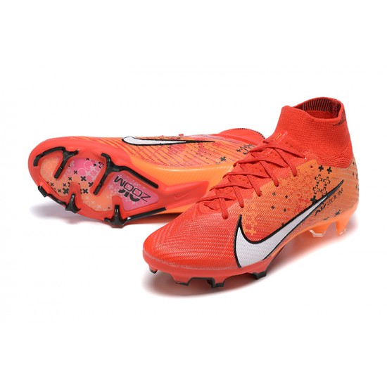 Nike Air Zoom Mercurial Superfly IX Elite FG High-top Orange Black White Women And Men Soccer Cleats 