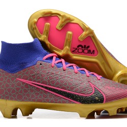 Nike Air Zoom Mercurial Superfly IX Elite FG High-top Peach Gold Women And Men Soccer Cleats 