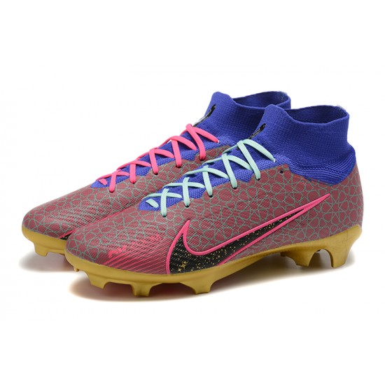 Nike Air Zoom Mercurial Superfly IX Elite FG High-top Peach Gold Women And Men Soccer Cleats 