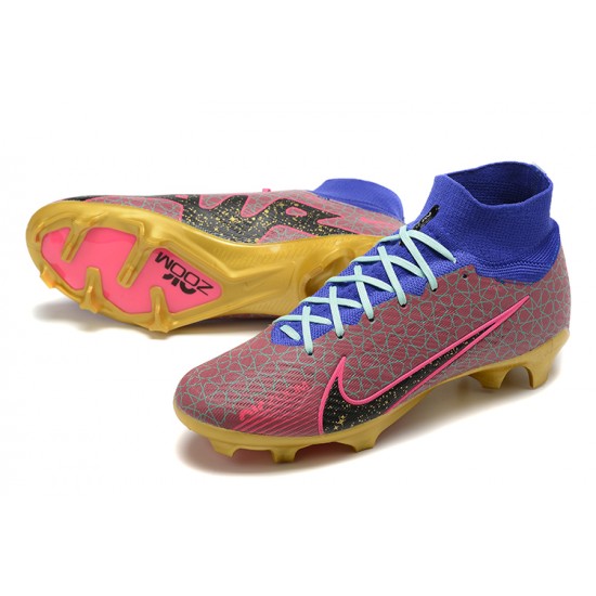 Nike Air Zoom Mercurial Superfly IX Elite FG High-top Peach Gold Women And Men Soccer Cleats 