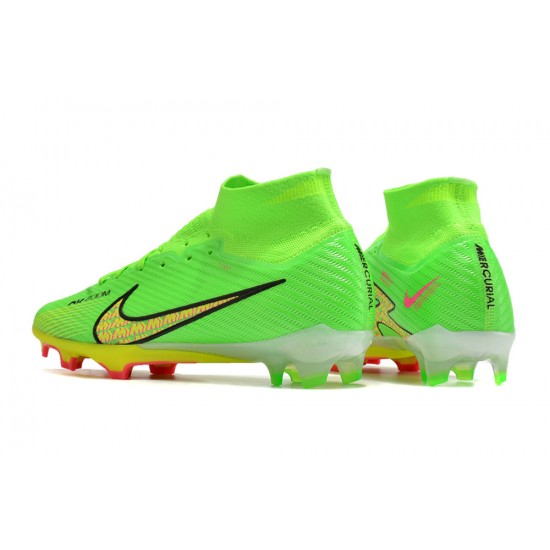 Nike Air Zoom Mercurial Superfly IX Elite FG High-top Pink Green Women And Men Soccer Cleats