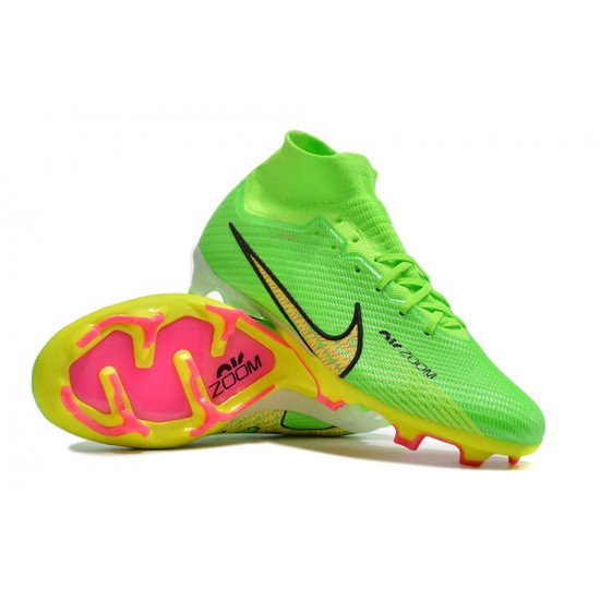 Nike Air Zoom Mercurial Superfly IX Elite FG High-top Pink Green Women And Men Soccer Cleats 