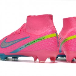 Nike Air Zoom Mercurial Superfly IX Elite FG High-top Pink Turqoise Women And Men Soccer Cleats 