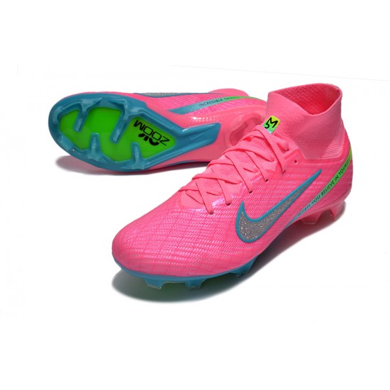 Nike Air Zoom Mercurial Superfly IX Elite FG High-top Pink Turqoise Women And Men Soccer Cleats