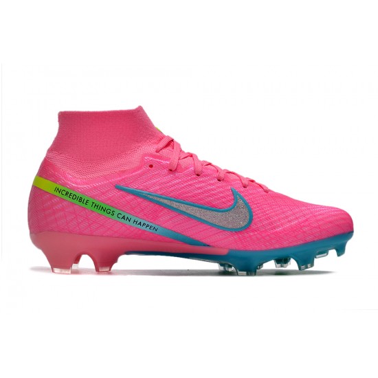 Nike Air Zoom Mercurial Superfly IX Elite FG High-top Pink Turqoise Women And Men Soccer Cleats