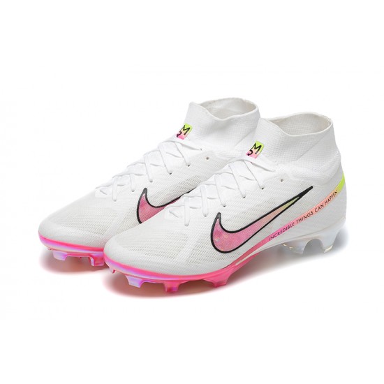 Nike Air Zoom Mercurial Superfly IX Elite FG High-top Pink White Women And Men Soccer Cleats 