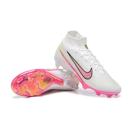 Nike Air Zoom Mercurial Superfly IX Elite FG High-top Pink White Women And Men Soccer Cleats