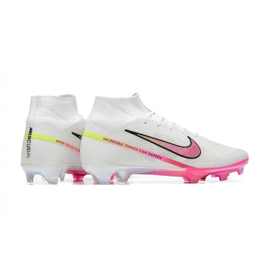 Nike Air Zoom Mercurial Superfly IX Elite FG High-top Pink White Women And Men Soccer Cleats