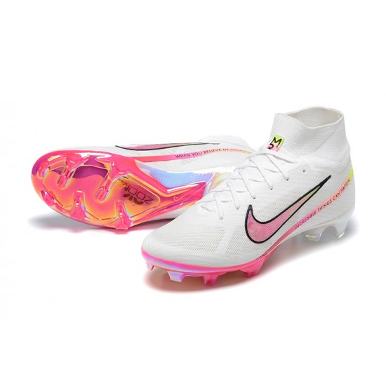 Nike Air Zoom Mercurial Superfly IX Elite FG High-top Pink White Women And Men Soccer Cleats