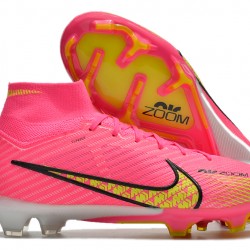 Nike Air Zoom Mercurial Superfly IX Elite FG High-top Pink Yellow Women And Men Soccer Cleats 