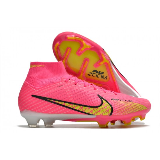 Nike Air Zoom Mercurial Superfly IX Elite FG High-top Pink Yellow Women And Men Soccer Cleats