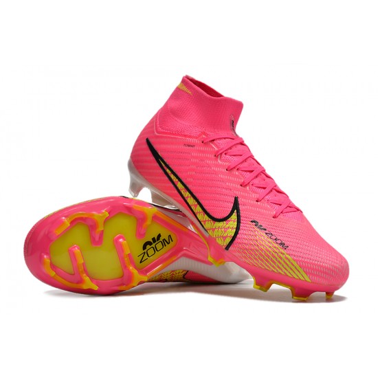 Nike Air Zoom Mercurial Superfly IX Elite FG High-top Pink Yellow Women And Men Soccer Cleats